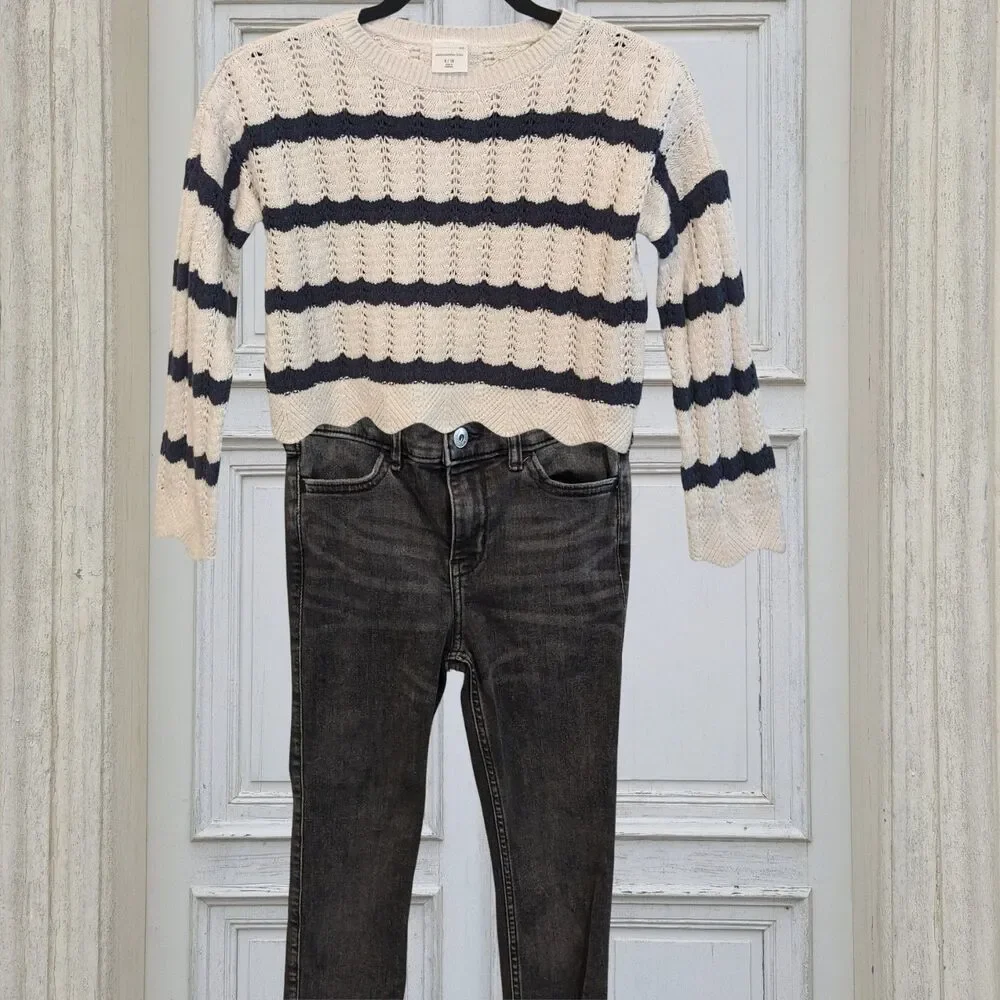Abercrombie Kids Outfit Sweater Jeans Set Striped Size 9 10